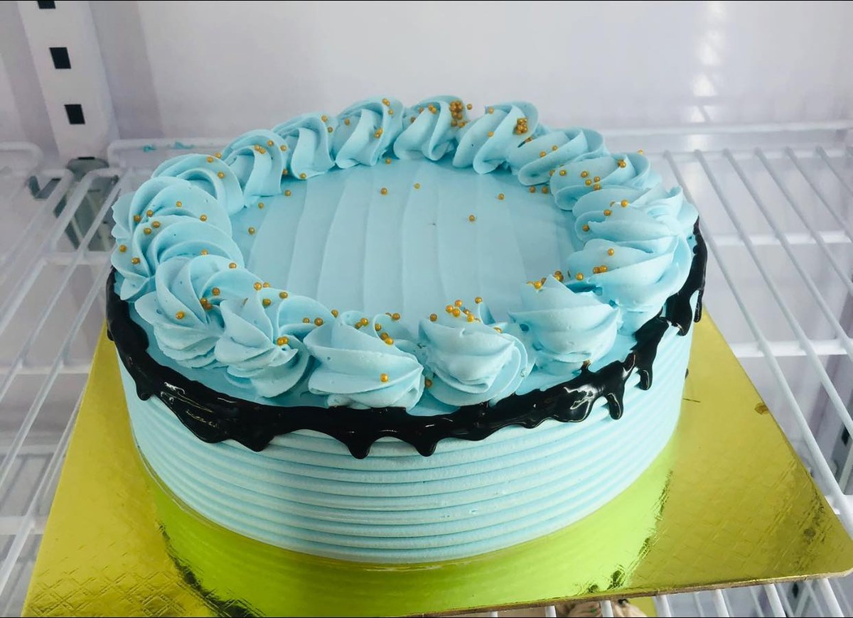 Blue Velvet Rosette Cake